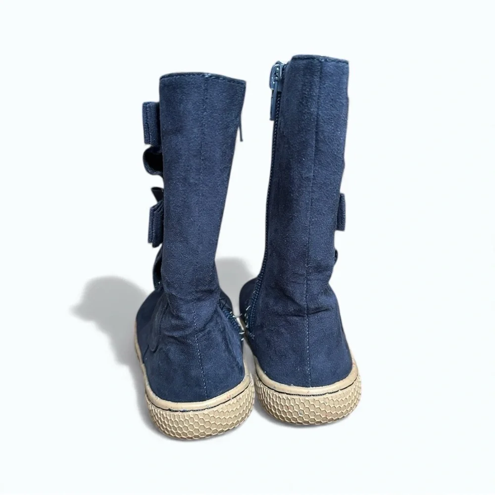 Livie & Luca Navy Neve Boots with Bows Toddler Girl Size 8